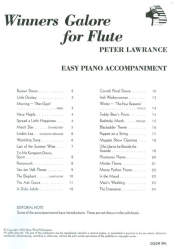Winners Galore: Flute: Piano Accompaniment (Lawrance)