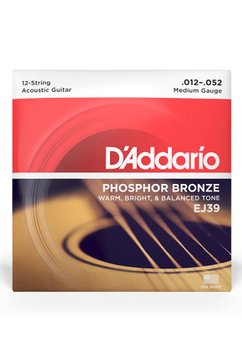 D'Addario Acoustic Guitar EJ39 12 String Phospher Bronze Medium 12-52