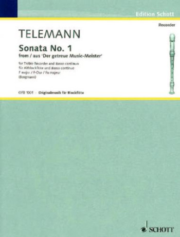 Sonata No1 F Major: Treble Recorder and Piano: Getreue Musikmeister