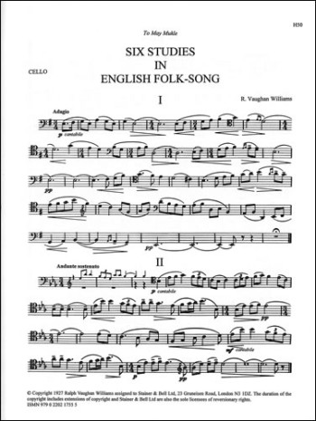 Studies In English Folk Song Six: Cello Part Only