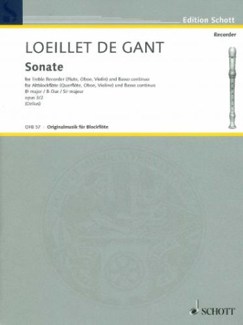Sonate Op.3/2 Bb Major: Treble Recorder (Schott)