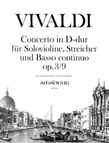 Concerto: D Major For Strings Op3: 9: Piano Score