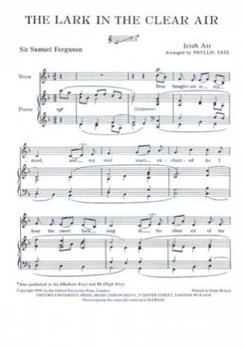 Lark In The Clear Air: Fmaj: Vocal:  Low Solo Song