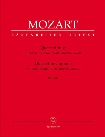 Mozart: Piano Quartet K478 G Minor: Piano, Violin, Viola And Cello (Barenreiter)