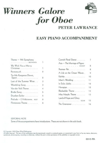 Winners Galore: Oboe: Piano Accompaniment