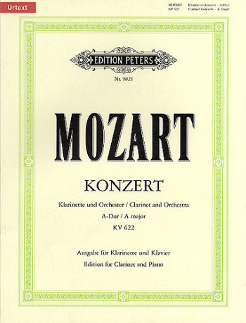 Clarinet Concerto: A Major: K622: A Clarinet & Piano (Peters)