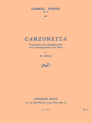 Canzonetta Op.19: Alto Saxophone & Piano (Leduc)