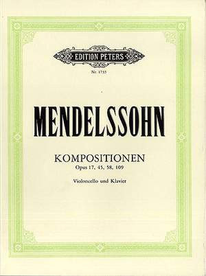 Works For Cello: Sonatas Variations & Song Without Words: Cello & Piano (Peters)