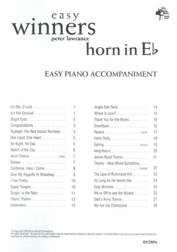 Easy Winners: Tenor Horn: Piano Accompaniment (Brasswind)