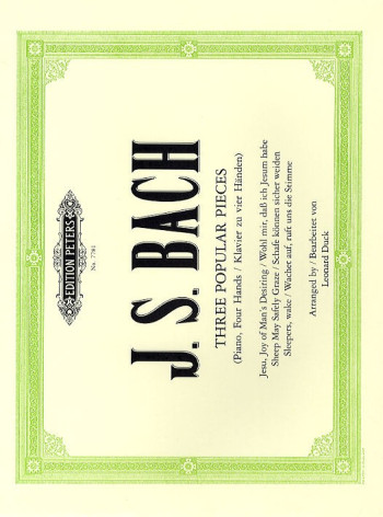 3 Popular Pieces: Jesu Joy/Sheep May Safely/Sleepers Wake Piano Duet 4 Hands