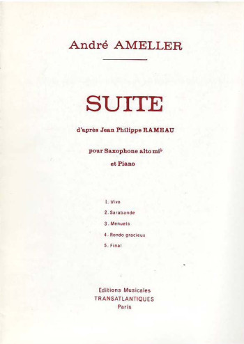 Suite D Apres Jean Philippe Rameau: Alto Saxophone