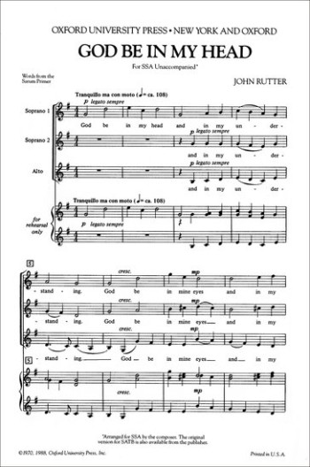 God Be in My Head: Vocal SSA (OUP)