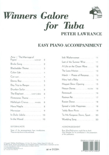 Winners Galore: Eb Bass Treble Clef: Piano Accompaniment