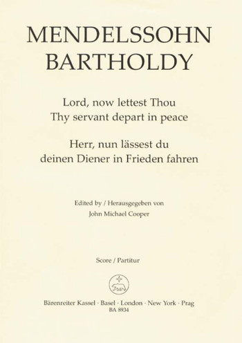 Lord Now Lettest Thou Thy Servant Depart In Peace: Vocal Score  (Barenreiter)