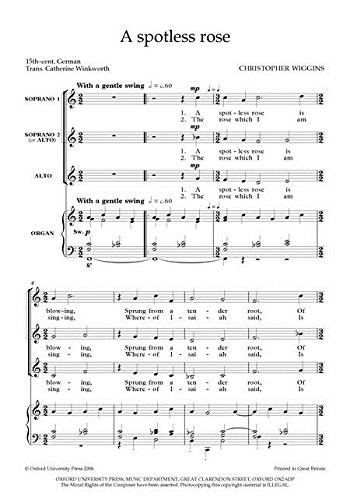 Wiggins-a Spotless Rose-vocal -ssa and Organ