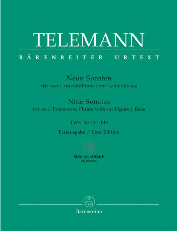 9 Sonatas TWV 40:141-149: Flute Duet (Barenreiter)
