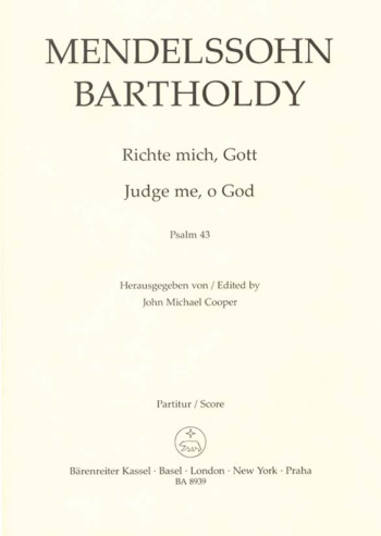 Judge Me O God: Pslm 43: Vocal Score Satb (Cooper) (Barenreiter)