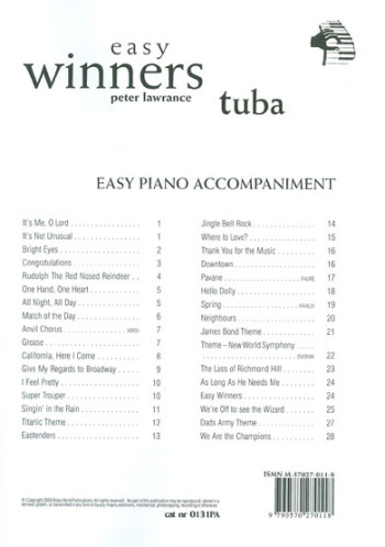Easy Winners: Tuba: Piano Accompaniment (Brasswind)