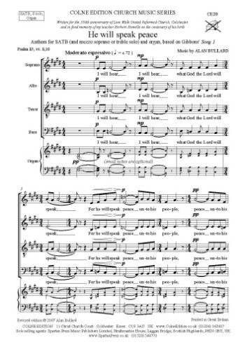 He Will Speak Peace: Satb