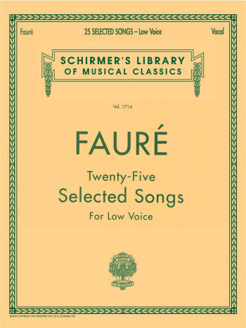 25 Selected Songs: Vocal Low Voice (Schirmer)