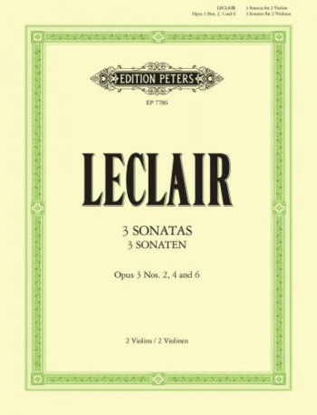 3 Sonatas For 2 Violin: Op3: Violin Duet (Peters)