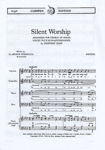 Silent Worship Ab Major: Vocal Satb (Schirmer)