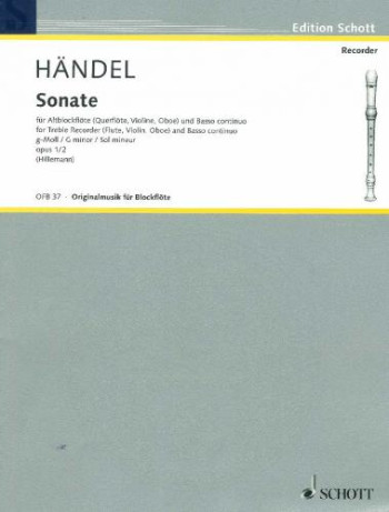 Sonata: Gminor Op12: Treble Recorder and Piano