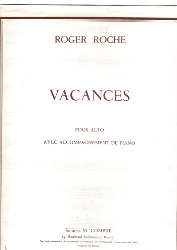 Vacances: Viola And Piano (Combre)