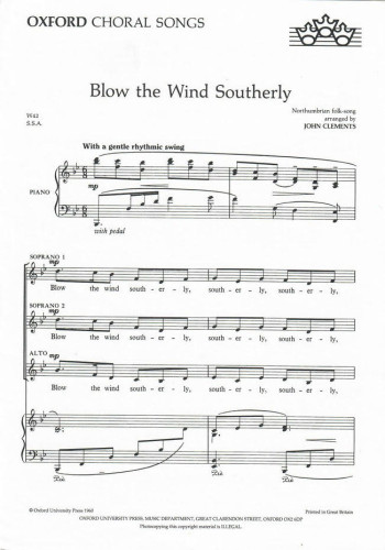 Blow The Wind Southerly: Vocal SSA and Piano (OUP)