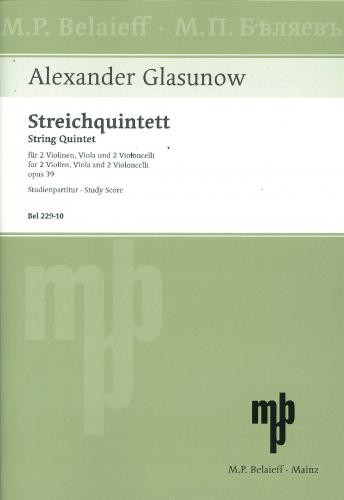 Quintet A Major Op. 39: Study Score  (Belaieff)