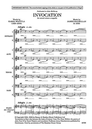 Invocation: Mixed Voices: SATB