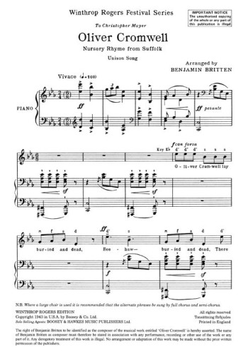 Oliver Cromwell: Unison Voice - Vocal