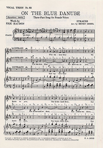 On The Blue Danube: Vocal SSA & Piano