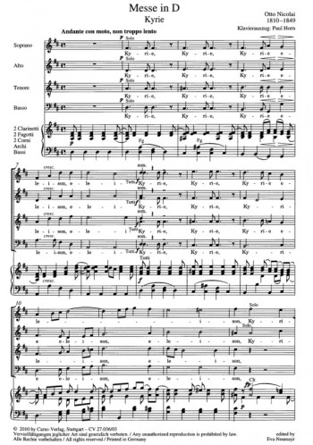 Messe In D: Vocal Score