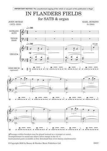 In Flanders Fields: Vocal: SATB And Organ