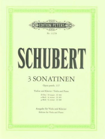 Three Sonatinen: Opus Posth 137: Viola & Piano (Peters)