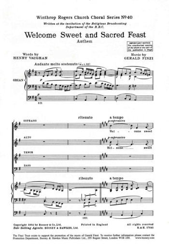 Finzi: Welcome, Sweet And Sacred Feast, Op. 27/3