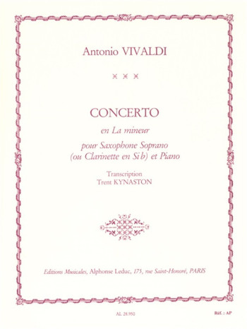 Concerto A Minor RV461: Soprano Sax And Piano (Leduc)