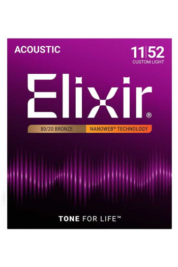 Elixir Acoustic Guitar Nanoweb Custom Light 11-52