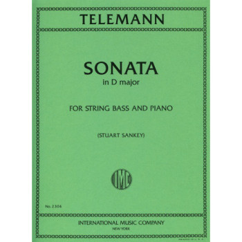 Sonata In D Major: Double Bass & Piano  Arr Sankey (International)