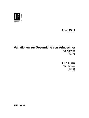 Variationen Zur Gesundung Von Arinuschka: Fur Alina: Piano (Universal)