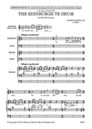 Macmillan: Edinburgh Te Deum: SATB And Organ: Vocal