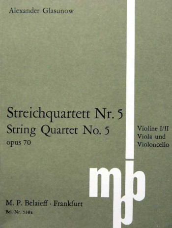 String Quartet No 5 D Minor, Op.70: Study Score (Belaieff)