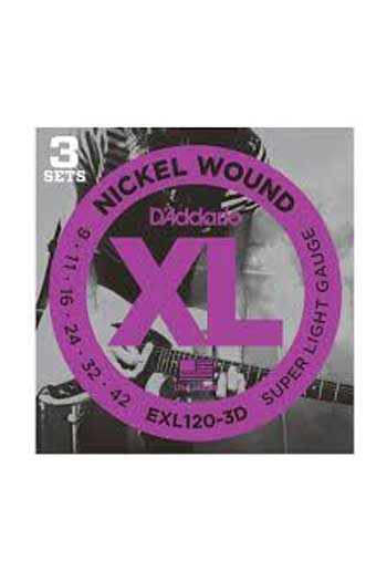 D'Addario Electric Guitar EXL120-3D Super Light 9-42 - 3 Pack
