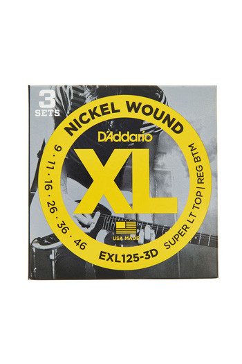 D'Addario Electric Guitar EXL125-3D Super Light Top / Regular Bottom 9-46 - 3 Pack
