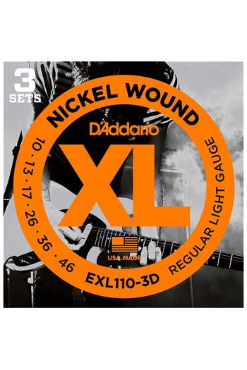 D'Addario Electric Guitar EXL110-3D Regular Light 10-46 - 3 Pack