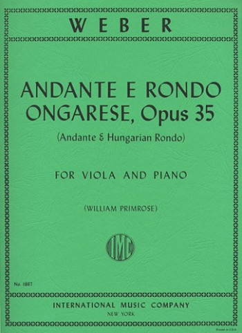 Andante & Rondo Ongarese, Op.35 Viola & Piano (International)