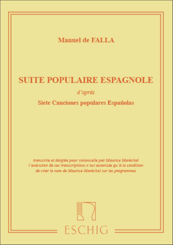 Suite Populaire Espagnol: Cello & Piano (Eschig)