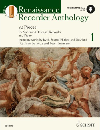 Renaissance Recorder Anthology Vol.1 32 Pieces For Descant Recorder & Piano Book & Audio
