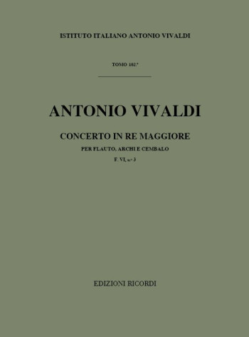 Concerto D Major Rv 427: Flute And Orchestra Score (Ricordi)